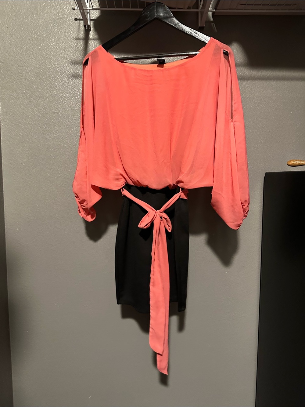 Women's Coral Dress with Tie-Front Detail